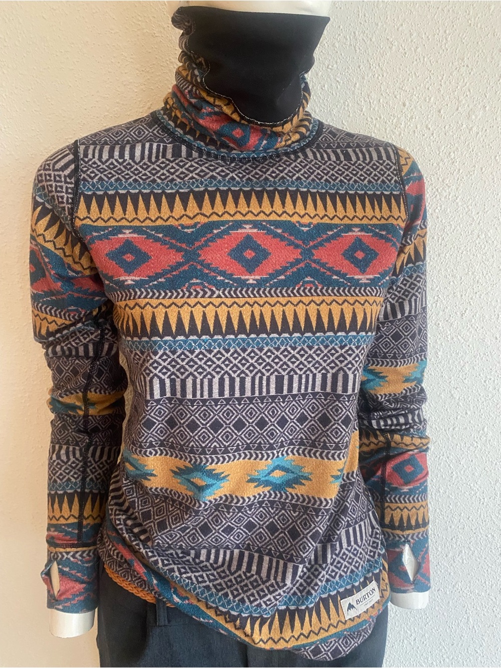 Burton DryRide Printed Base Layer Turtleneck Top Aztec Small
